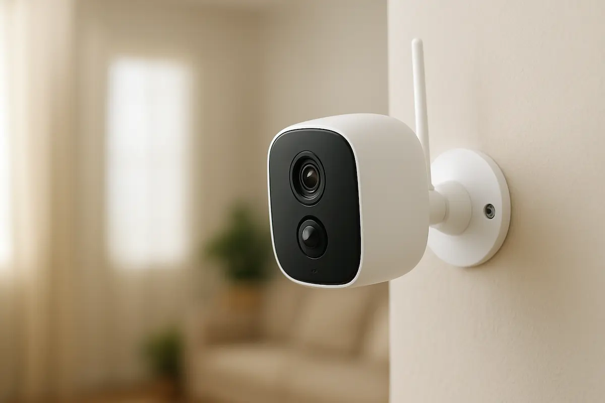 Camera de surveillance intérieur dans un salon moderne